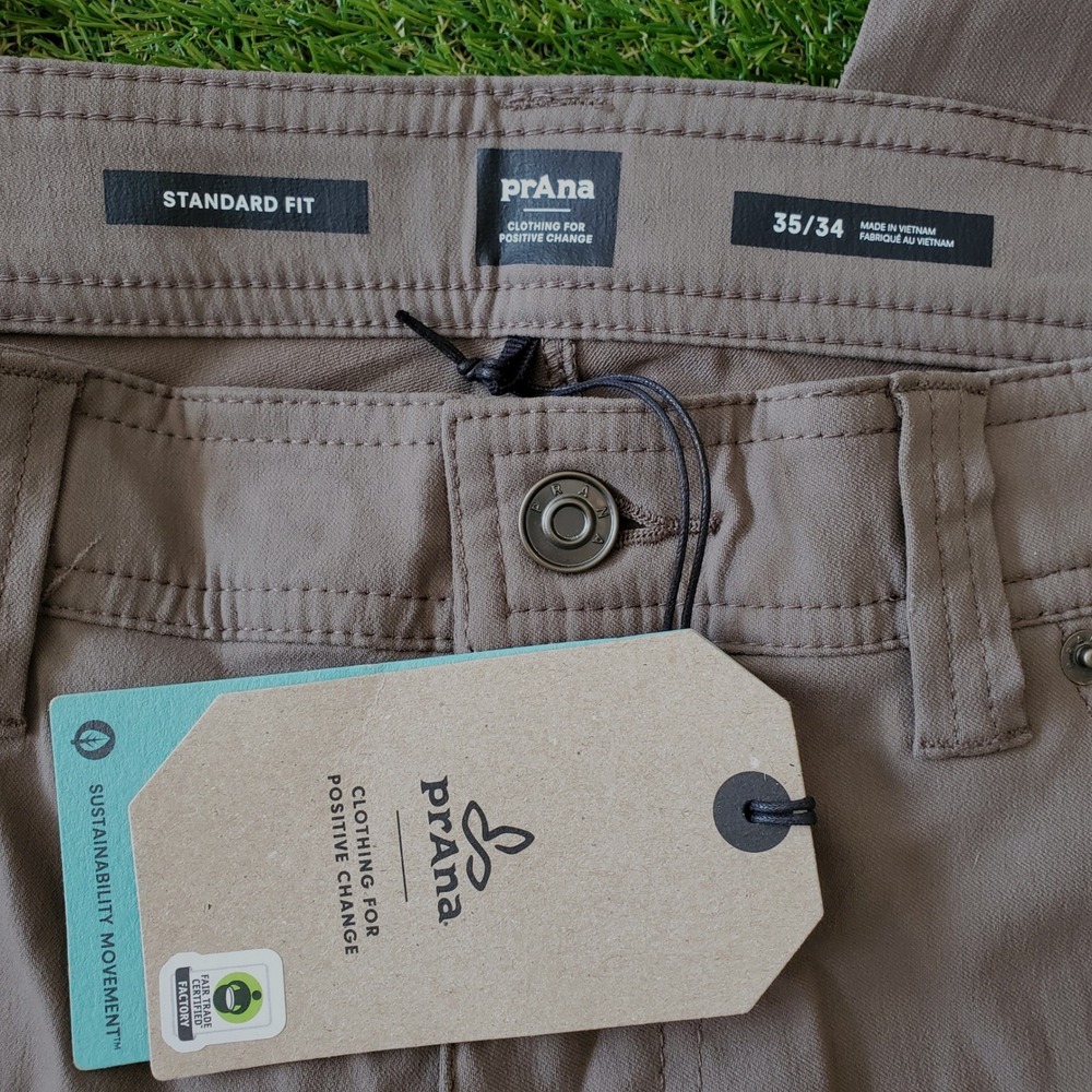 prAna Brion Pant 35x34 Men's Stretch Zion Hiking Outdoor Straight Leg Mud - Picture 5 of 6